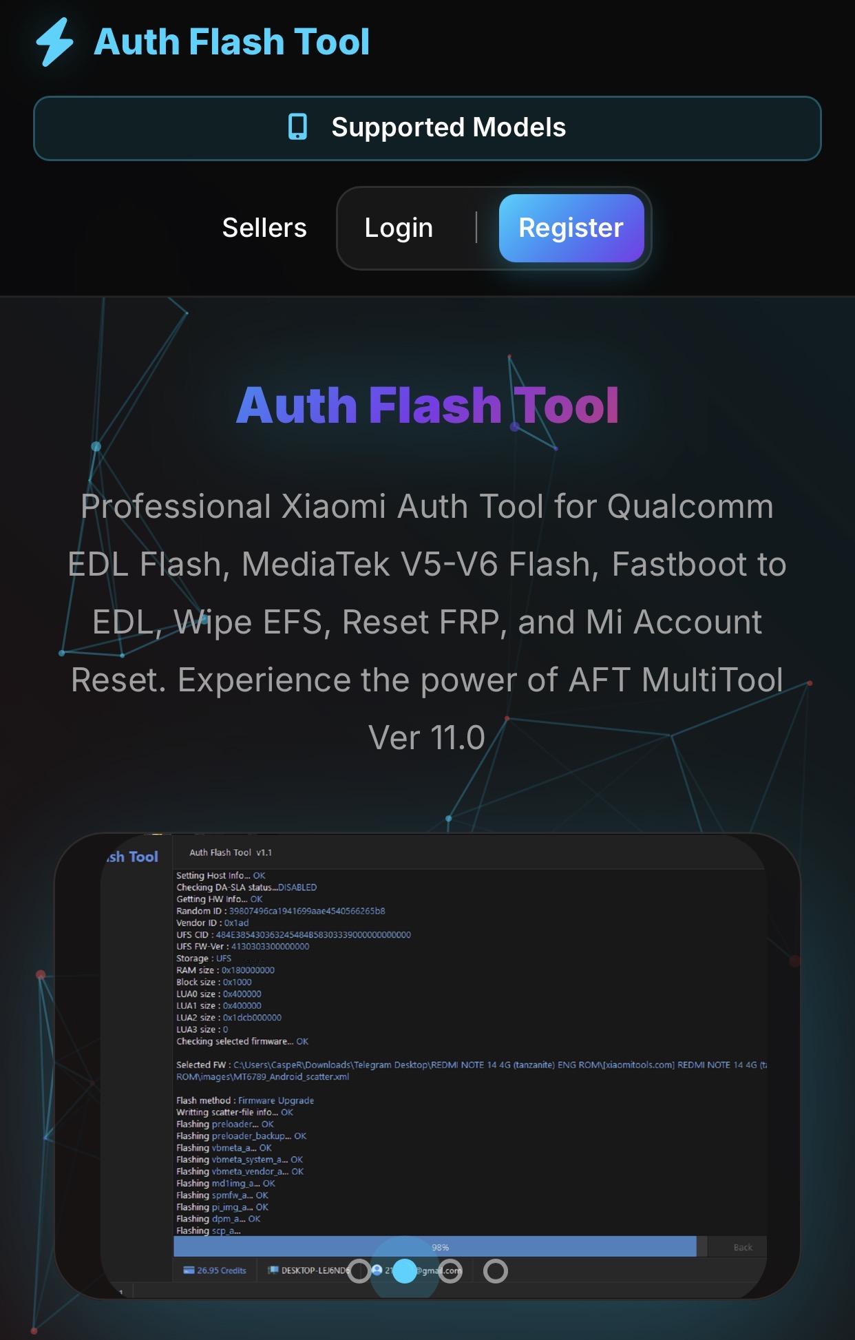 Auth Flash Tool ( AFT ) Credit - Direct Panel API [ Existing User ] authflash.com